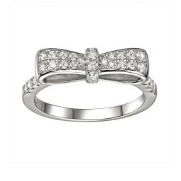 925 Silver AAA Grade American Diamond Bow Design Ring for Women & Girls-image-61