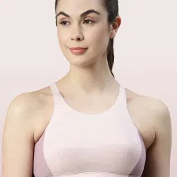 Enamor Pink Scoop Neck Sports Bra-image-31
