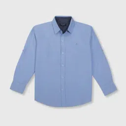 Gini & Jony Boys Blue Cotton Regular Fit Full Sleeves Shirt-image-49
