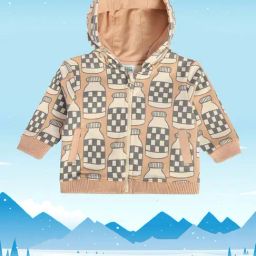MINIKLUB Kids Beige Printed Full Sleeves Jacket-image-9