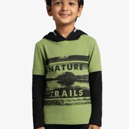 Ed-A-Mamma Boys Green Cotton Printed T-Shirt-image-66