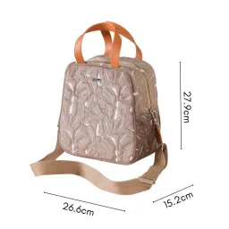 Nestasia High-Quality Insulated Velvet Beige Lunch Bag With Adjustable Shoulder Strap & Handles image 3