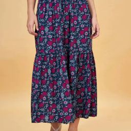 People by Pantaloons Navy Printed A-Line Skirt-image-21