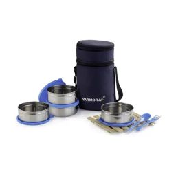 Varmora Quattro Blue Stainless Steel Lunch Box - 390 ml-44