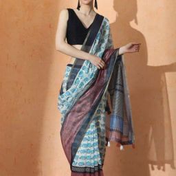 Jaipur Kurti Multicolor Printed Saree with Unstitched Blouse-picture-8