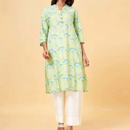 Rangmanch by Pantaloons Green Printed Straight Kurta-picture-35