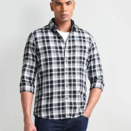 Arrow Sport Black Cotton Slim Fit Checks Shirt-picture-7