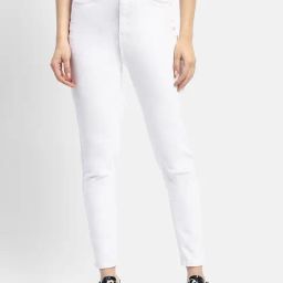 MADAME White Cotton Slim Fit Mid Rise Jeans-image-77