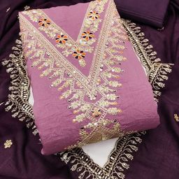 V3 FASHION STUDIO Embroidered Art Silk Unstitched Dress Material-image-75