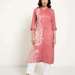Rangmanch by Pantaloons Pink Embroidered Kurtas-image-91
