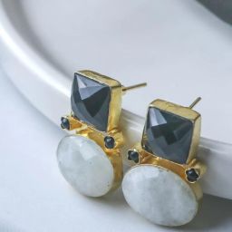 Johori Black & White Stud Earrings image 3