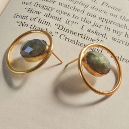 Johori Green & Golden Stud Earrings image 3