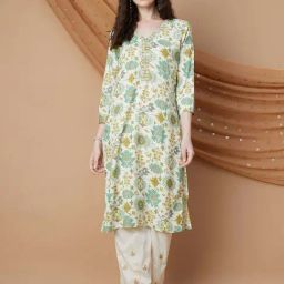 Melange By Lifestyle Off White Regular Fit Printed Kurtas-picture-45
