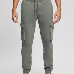 Guess Green Cotton Regular Fit Solid Trackpant-image-22