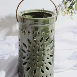 Fabindia Aysha Green Ceramic Table Lantern-image-59