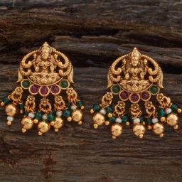 Kushal's Fashion Jewellery Ruby Green Gold Polished Antique Earring for Women-picture-43