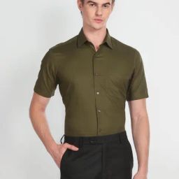 Arrow Olive Cotton Regular Fit Texture Shirt-picture-26