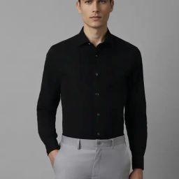 Men Black Classic Fit Solid Full Sleeves Formal Shirt-image-15