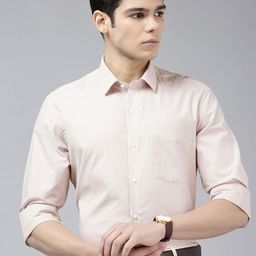 Arrow Manhattan Slim Fit Opaque Checked Pure Cotton Formal Shirt-image-96