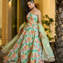 Warthy Ent Printed Semi-Stitched Lehenga & Unstitched Blouse With Dupatta image 1