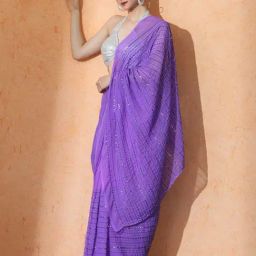Jaipur Kurti Lavendar Embellished Saree with Unstitched Blouse-image-92