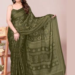 Mirchi Fashion Off White Polyester Kota Doria Geometric Printed Saree For Women-22