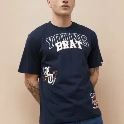 Fame Forever By Lifestyle Navy Relaxed Fit Printed T-Shirt-picture-47