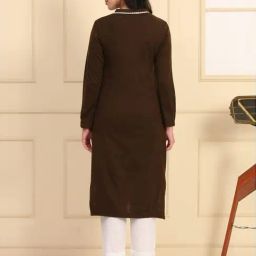 Aurelia Brown Regular Fit Embroidered Kurta-image-63