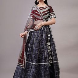 Utsav Fashion Embroidered Mirror Work Shibori Ready to Wear Lehenga & Choli With Dupatta-image-59