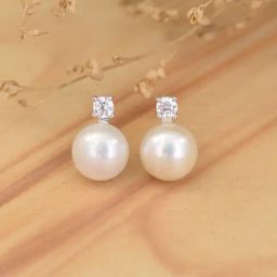 Ornate Jewels 925 Silver Round White Pearl Stud Earrings-image-59