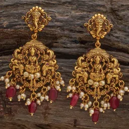 Kushal's Fashion Jewellery Ruby Gold Polished Antique Earring for Women-picture-47