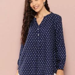 Qurvii Navy Printed Top-image-56