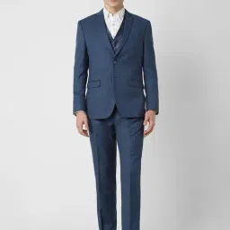 Van Heusen Navy Slim fit Texture Three Piece Suits-image-81