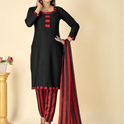 Unstitched Printed Cotton Blend Kurta & Patiyala Dress Material with Dupatta-image-108
