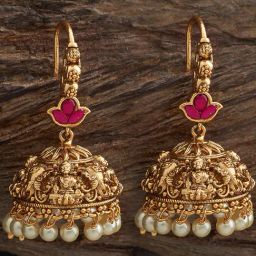 Kushal's Fashion Jewellery Ruby Gold Polished Antique Earring for Women-picture-49