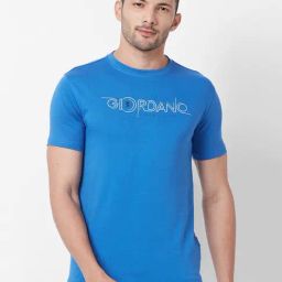 Giordano Cobalt Cotton Slim Fit Printed T-Shirt-image-65