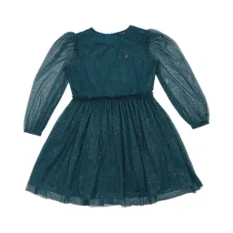 Allen Solly Junior Teal Shimmer Full Sleeves Frock-image-66