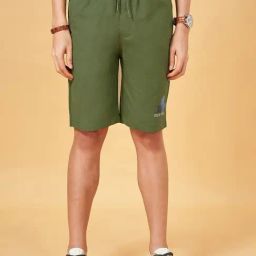Urban Ranger by Pantaloons Forest Green Cotton Regular Fit Shorts-42