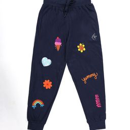 KiddoPanti Girls Printed Pure cotton Track Pant-picture-43