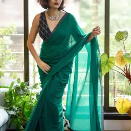 Suta Green Solid Saree Without Blouse-picture-42