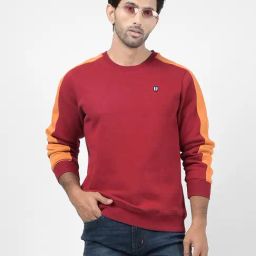 Numero Uno Maroon Regular Fit Colour Block Sweatshirt image 5
