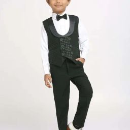 Kids Island Boys Green Embossed Full Sleeves Suit Set-picture-10