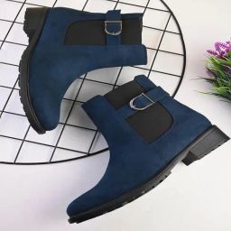 Pelle Albero Women's Blue Chelsea Boots-image-63