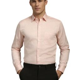 Louis Philippe Peach Cotton Slim Fit Printed Shirt-picture-38