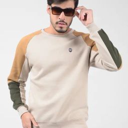 Numero Uno Beige Regular Fit Colour Block Sweatshirt image 5
