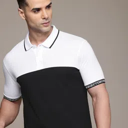 French Connection Colourblocked Polo Collar Pure Cotton T-shirt-image-35