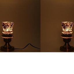 SOMIL Pack of 2 Black Printed Glass Cylindrical Shaped Table Lamp-image-90