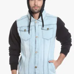 Campus Sutra Blue & Black Full Sleeves Hooded Jacket-image-54