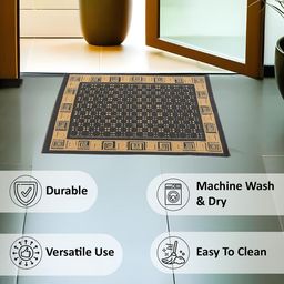 Kuber Industries Grey & Beige Cross Tee Rectangular Anti-Skid Doormats image 4