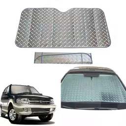 Auto Pearl F209 Dashboard Sun Shade Cover with Suction Cup for Tata Safari Dicor (Grey)-39